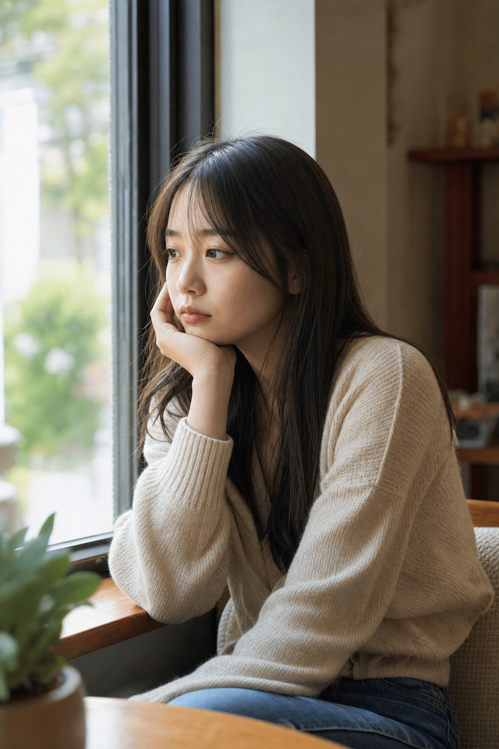 週末に会えない理由を考える女性
